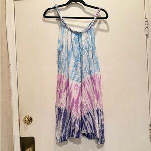 Tie-Dye Sleeveless Dress in Blue and Purple